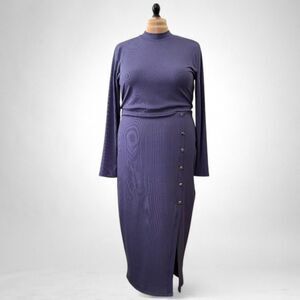 NINA PARKER Purple Ribbed Mock-Neck Bodycon Dress, NWT! Plus Size 2X
